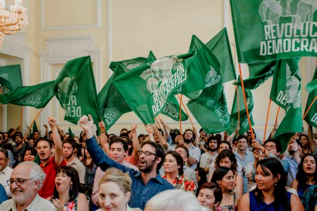 El partido Revolución Democrática fue fundado en 2012 por algunos de los líderes de la movilización estudiantil de 2011, entre los que destacan el diputado Giorgio Jackson. Foto: Archivo.