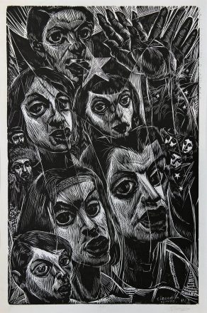 Carlos Hermosilla. Sin titulo, 1935. Linograbado sobre papel. Colección de Eulogio Rojas.