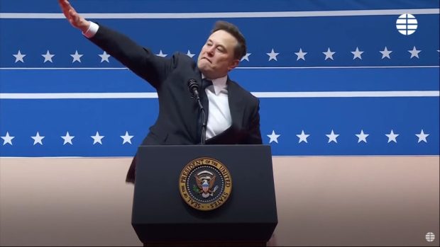 Captura de pantalla video El Mundo. Discurso Elon Musk en ceremonia de inauguración de la presidencia de Donald Trump.