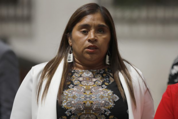 Senadora Fabiola Campillai vestida de traje en La Moneda.