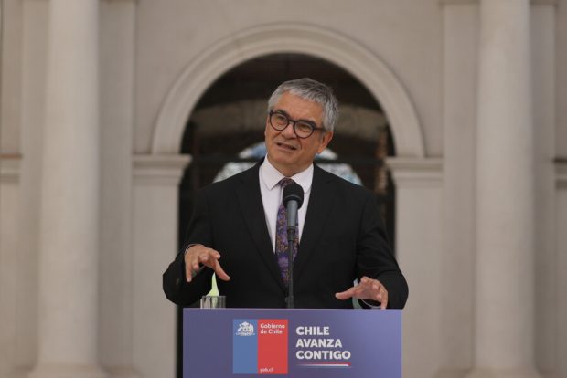 Punto de prensa del ministro de Hacienda, Mario Marcel, en La Moneda.