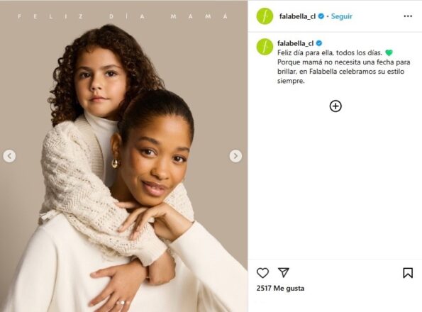 Fotografía en Instagram. Campaña Día de la Madre, Falabella. 