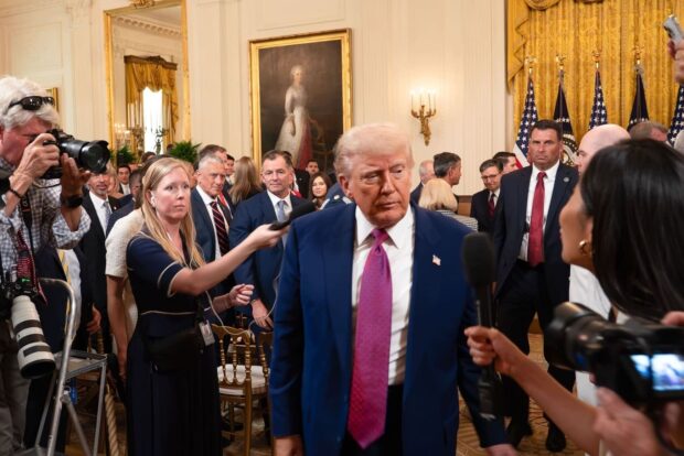 Donald Trump, Presidente de los Estados Unidos, luego de una conferencia de prensa. Vía X @WhiteHouse 12/06/2025