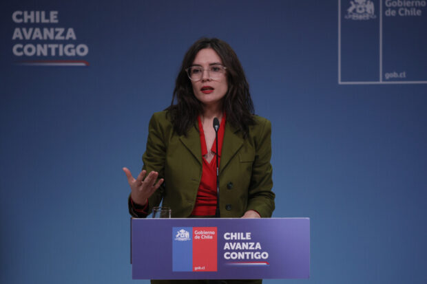 La vocera de Gobierno, Camila Vallejo, realiza un punto de prensa en La Moneda
