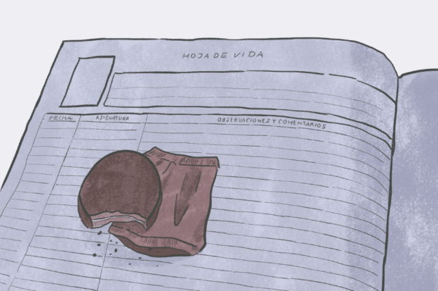 Ilustración de una hoja de vida escolar
