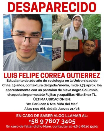 Imagen difundida por la familia para dar con el paradero de Luis Felipe Correa Gutiérrez