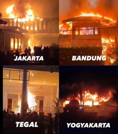 Parlamentos regionales de Indonesia consumiendose por el fuego