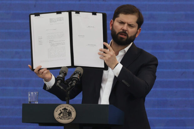 Presidente Gabriel Boric en acto del 11 de septiembre en La Moneda. Imagen: Agencia ATON.