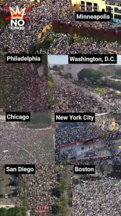 Protestas "No Kings" en diferentes ciudades de Estados Unidos. Vía X@AntiTrumpCanada