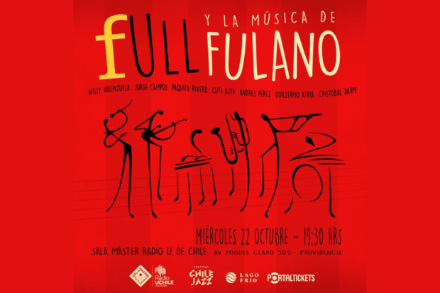 Afiche del concierto de "Full: La música de Fulano", proyecto en homenaje a la emblemática banda chilena, en la Sala Master de Radio U. de Chile.