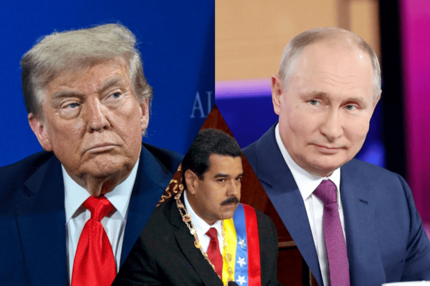 Los presidentes Donald Trump (EEUU), Vladimir Putin (Rusia) y Nicolás Maduro (Venezuela).