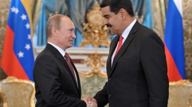 Vladimir Putin, presidente de Rusia junto Nicolás Maduro, presidente de Venezuela. Vía X@upholdreality