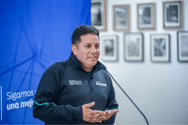 Alcalde de Puente Alto, Matías Toledo, durante la nauguración de la quinta guaguateca de la Red Nacional de Guaguatecas. 