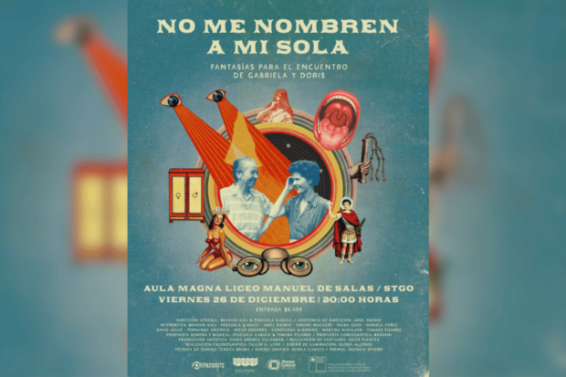Afiche de la obra de la obra "No me nombren a mi sola. Fantasías para el encuentro de Gabriela y Doris".