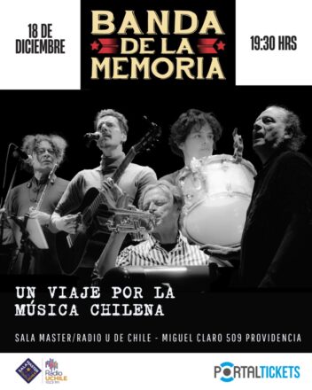 Afiche del concierto de La Banda de la Memoria en Sala Master de Radio Universidad de Chile.