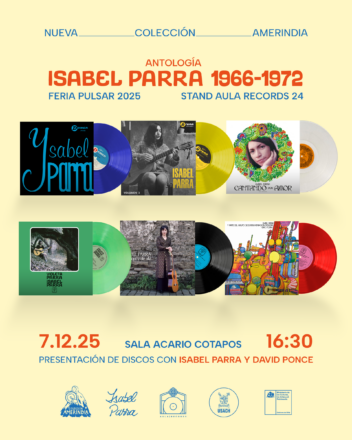 Afiche lanzamiento de la discografía de Isabel Parra en Feria Pulsar 2025.