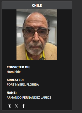 Armando Fernández Larios, exoficial del Ejército y exagente de la DINA, en lista de detenidos del ICE.
