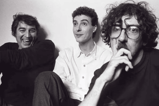 Los músicos argentinos Sandro, Pedro Aznar y Charly García.