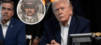 Collage de Donald Trump observando en directo el arresto del expresidente Nicolás Maduro.