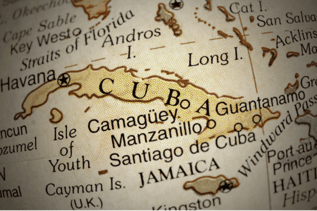 Ilustración del mapa de Cuba.