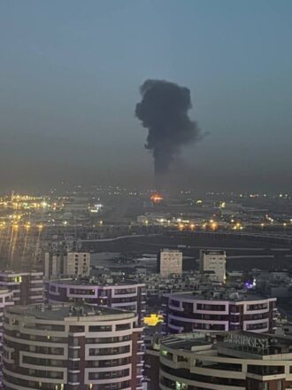 Base militar estadounidense de Erbil en Irak luego de un ataque iraní con apoyo de milicias chiítas iraquíes. Vía X@Partisangirl