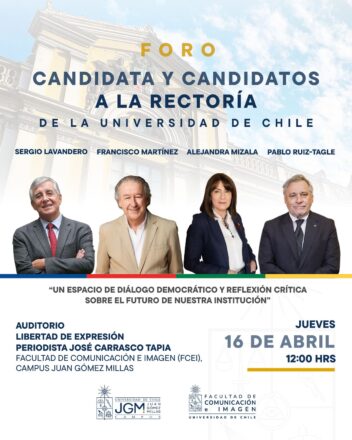 Afiche del debate de candidatos a Rector de la Universidad de Chile.