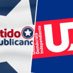 Imagen dividida que muestra los logos del Partido Republicano de Chile y de la Unión Demócrata Independiente (UDI).
