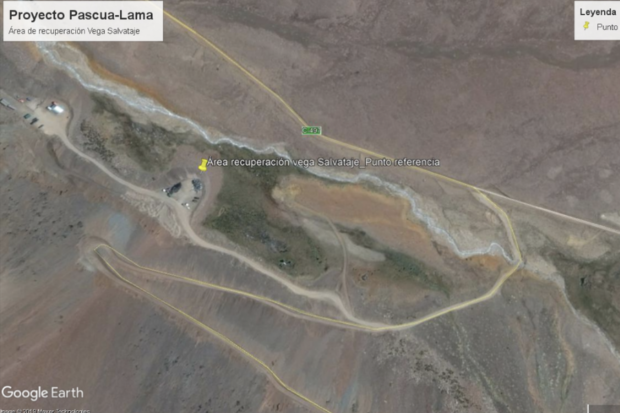 Proyecto Pascua-Lama visto desde Google Earth.