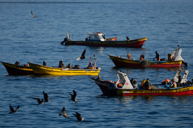 Lanchas de pescadores en el mar.